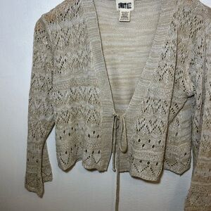 Beige Knit Cardigan Sweater